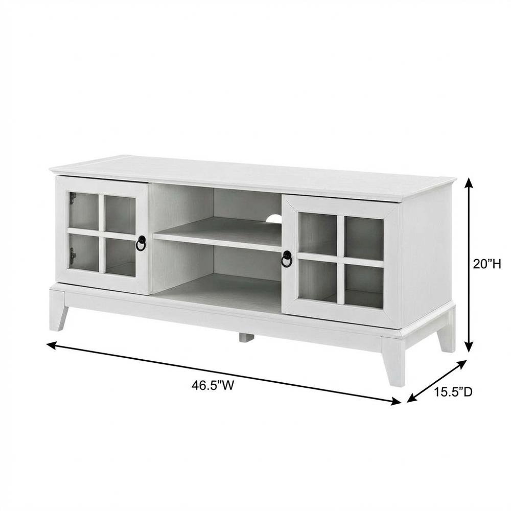 White wood TV stand with 47-inch top and sleek design for modern living spaces. Picture 7