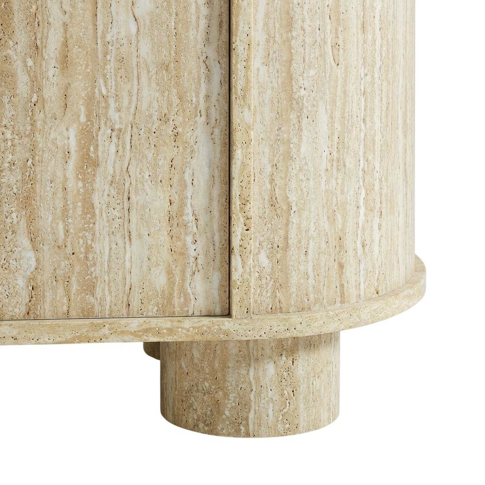 Gray Faux Travertine TV Stand with Solid Mango Construction. Picture 6