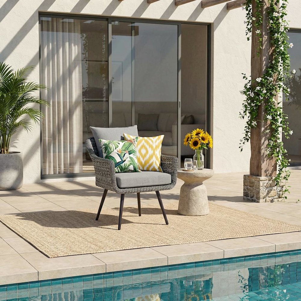 Outdoor Patio Wicker Rattan Armchair With Comfortable Design And Sturdy Frame. Picture 2