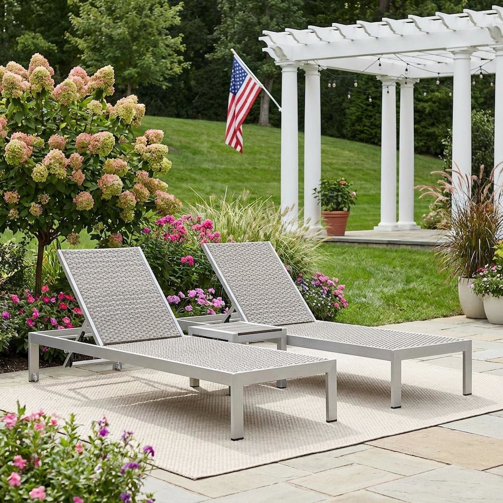 Aluminum 3-Piece Outdoor Patio Set With Durable Frame And Stack-Free Design. Picture 3