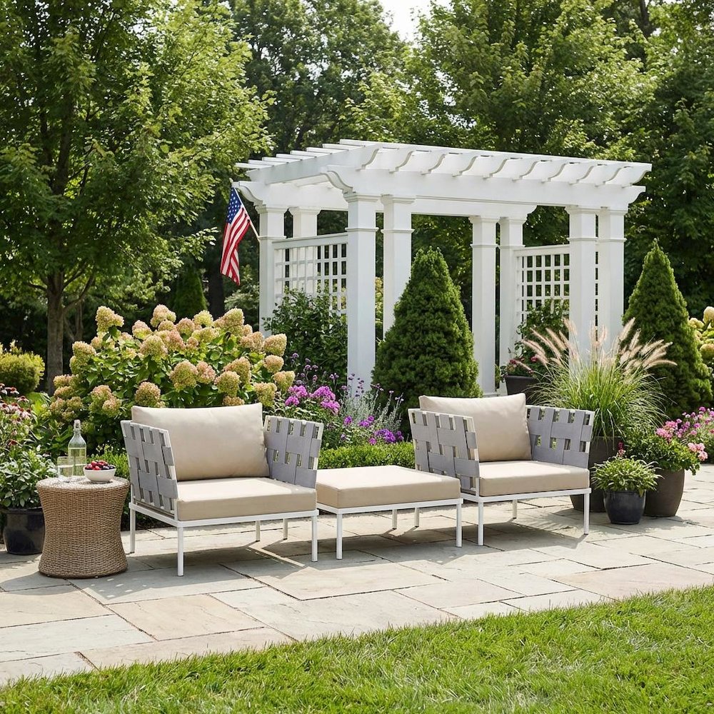 Outdoor Patio Aluminum Sectional Sofa Set With 3 Pieces, Durable Design. Picture 3