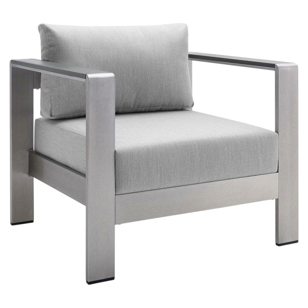 Aluminum Fabric Outdoor Patio Armchair With Cushioned Seating. Picture 1