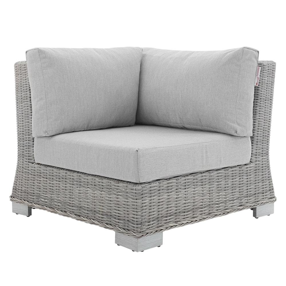 Outdoor Lounge Corner Chair With Cushioned Seat In Rattan Wicker Style. Picture 4