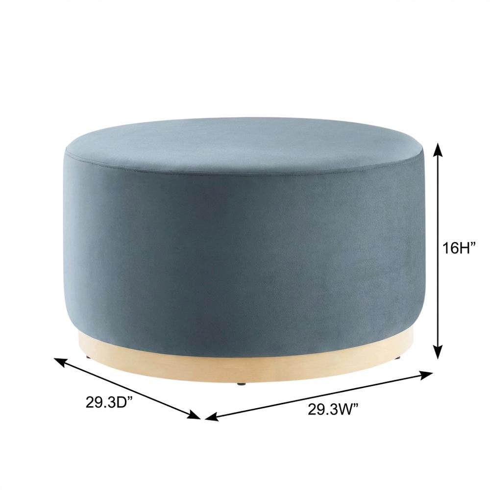 Velvet Upholstered Ottoman with Performance Finish for Outdoor Use. Picture 7