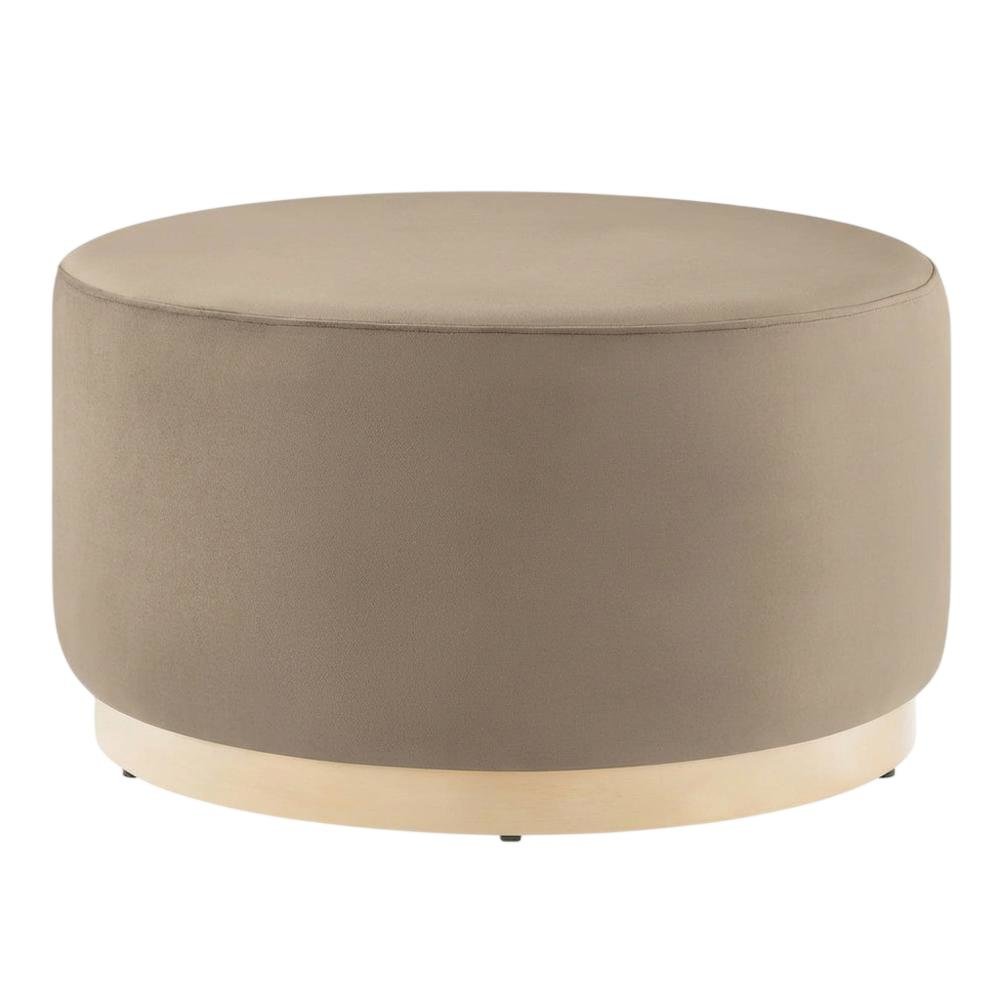 Velvet Upholstered Ottoman With 29-Inch Round Top And Stylish Design. Picture 1