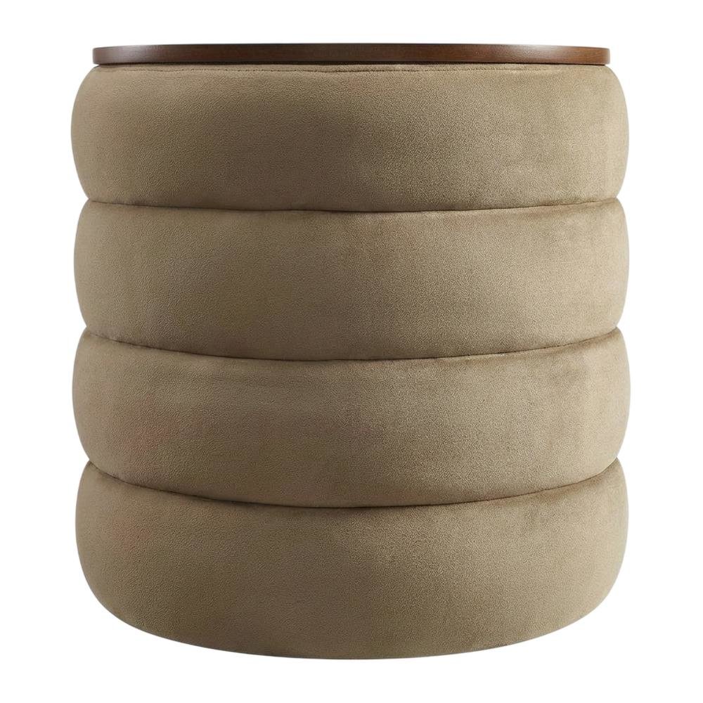 Performance Velvet Round Storage Ottoman, Sturdy Construction, Versatile Use. Picture 4