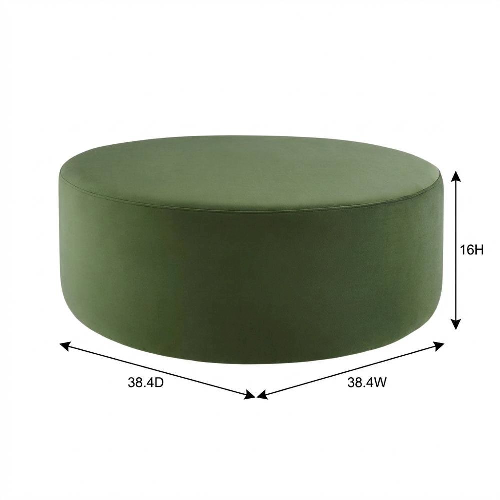 Performance Velvet Upholstered Outdoor Ottoman In Neutral Color. Picture 7