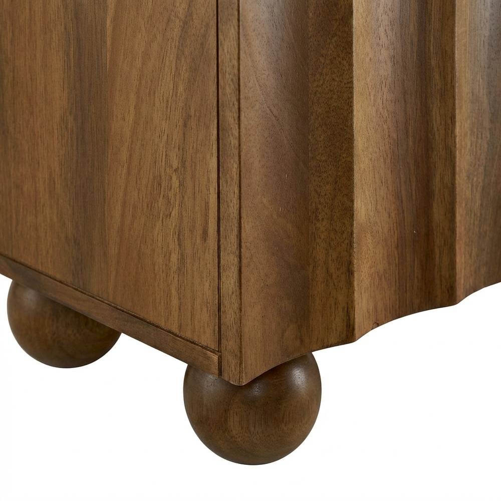 Scalloped Wood TV Stand in Neutral Finish with Spacious Storage. Picture 6