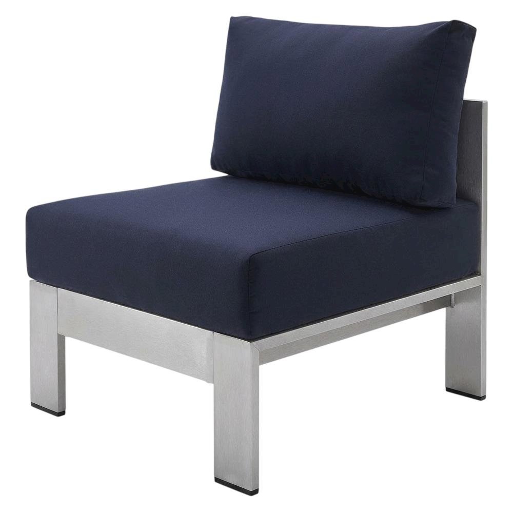 Aluminum Fabric Outdoor Lounge Chair With Armless Design And Cushioned Seat. Picture 1