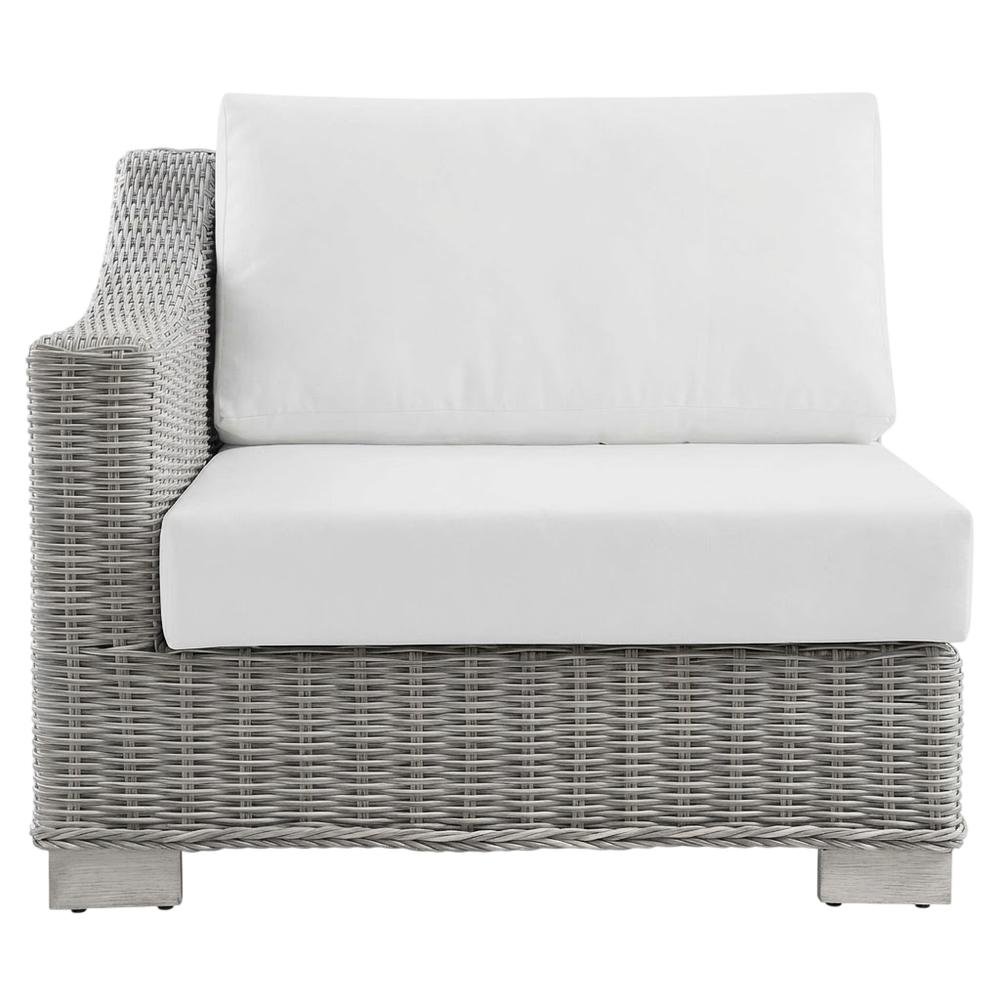 Outdoor Patio Wicker Rattan Left-Arm Chair With Cushioned Backrest. Picture 4