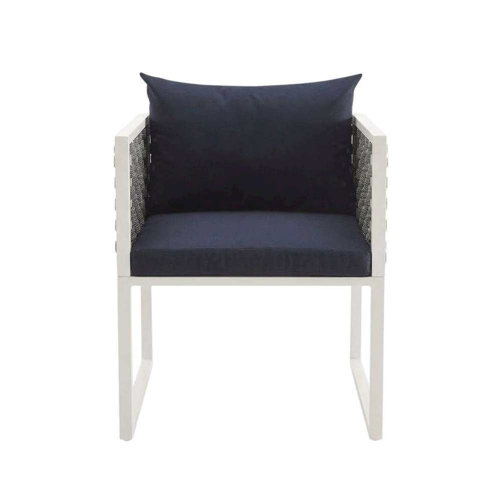Aluminum Outdoor Patio Dining Armchair Set Of 2 With Cushioned Seating. Picture 4