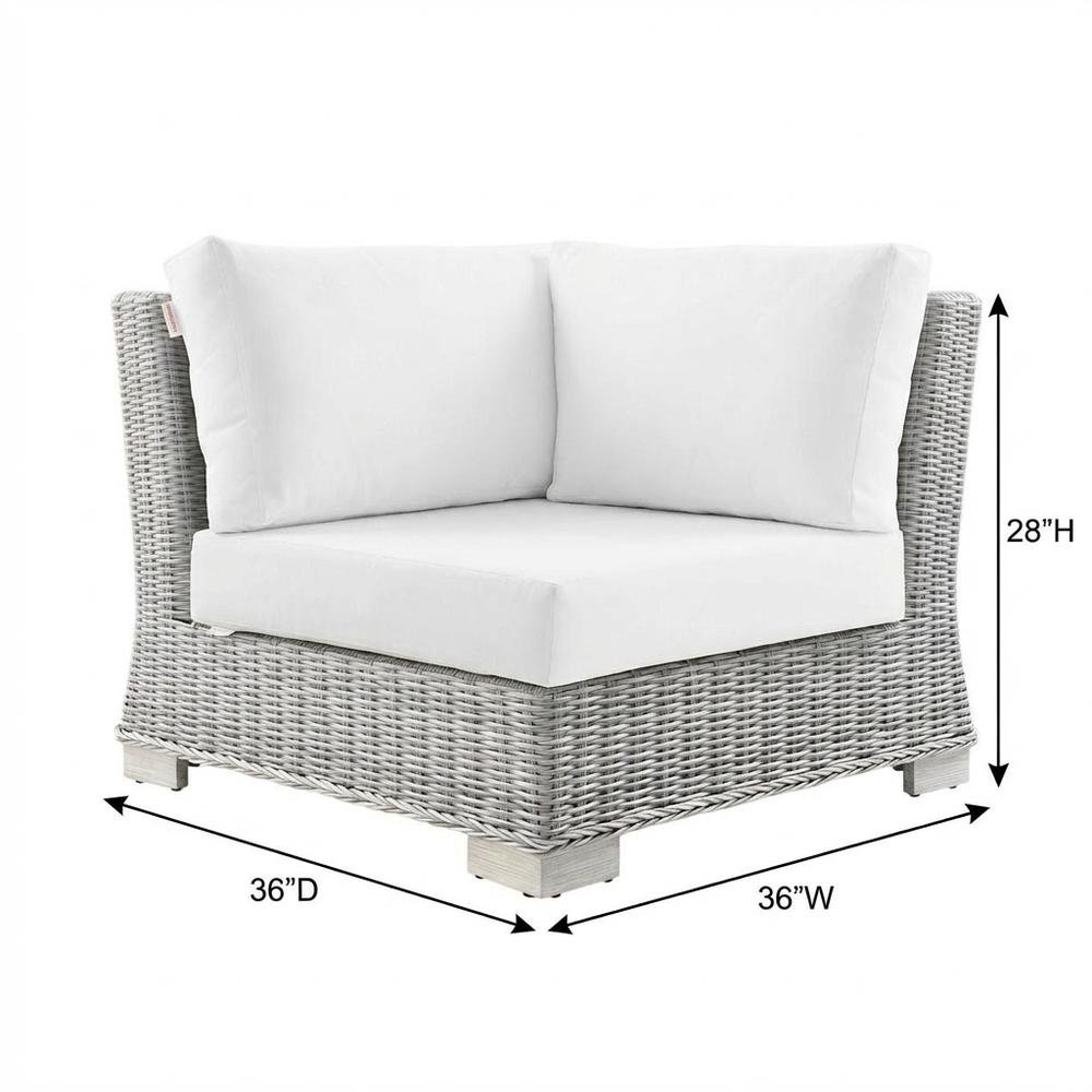 Outdoor Patio Wicker Rattan Corner Chair With Cushioned Seat And Backrest. Picture 7