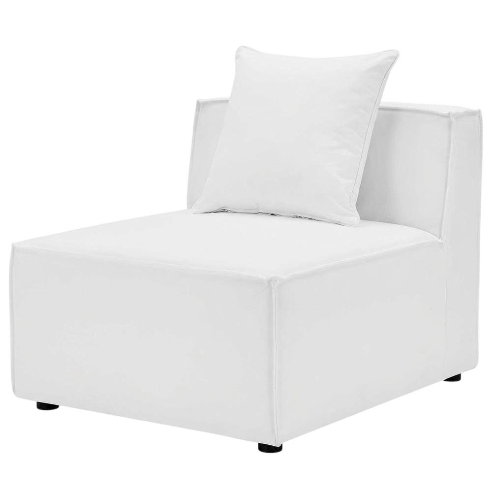 Armless Outdoor Patio Upholstered Sectional Sofa With Cushioned Seat. Picture 1
