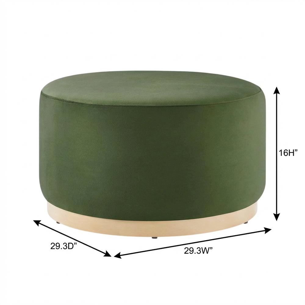 Performance velvet round ottoman with plush upholstery and modern design. Picture 7