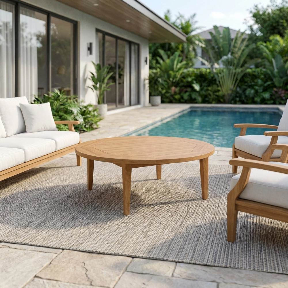 Teak Wood Outdoor Coffee Table With Durable Top And Elegant Design. Picture 3