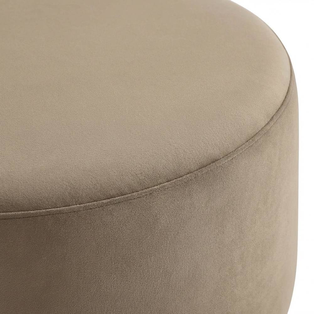 Velvet Upholstered Ottoman With 29-Inch Round Top And Stylish Design. Picture 5