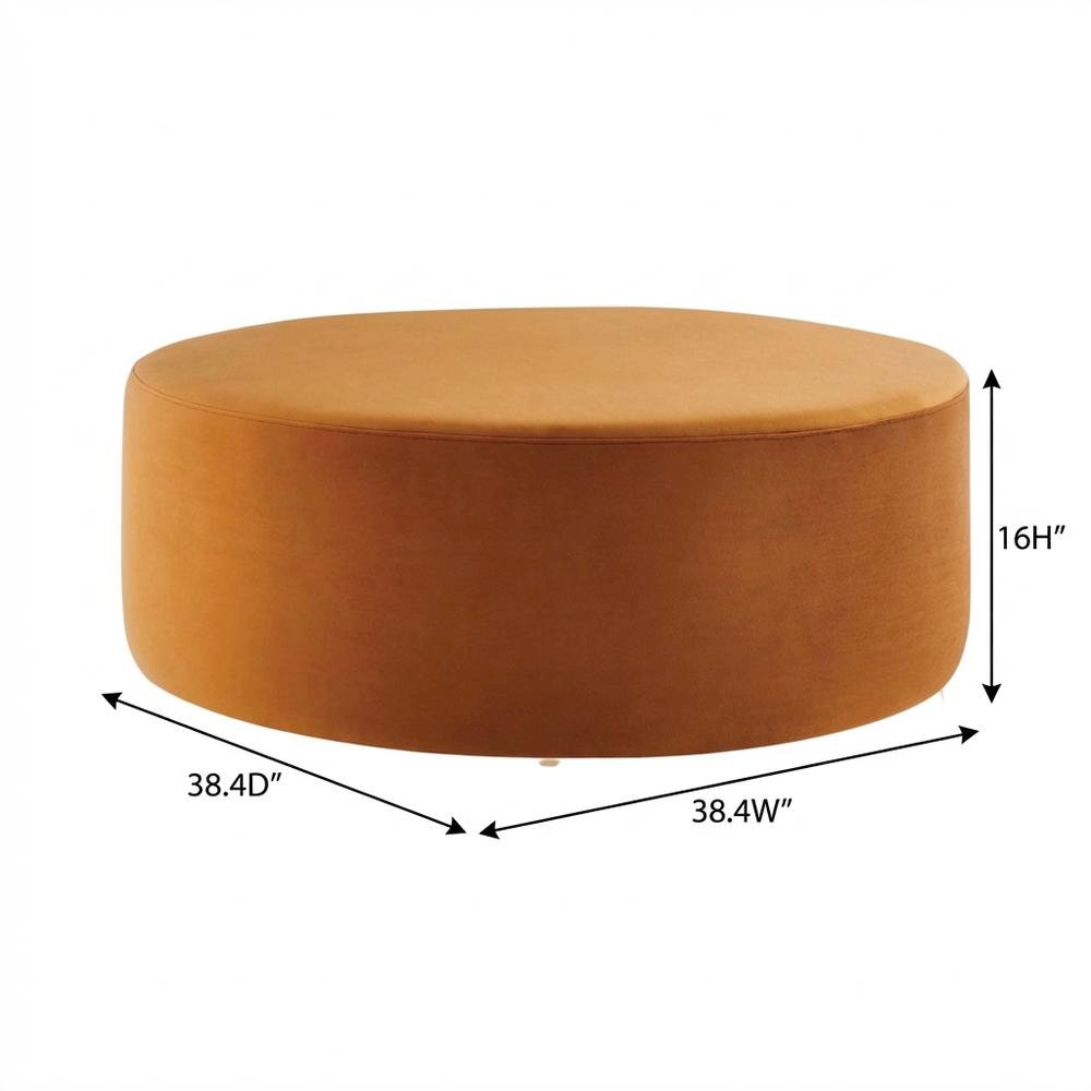 Performance Velvet 38-Inch Round Outdoor Ottoman, Plush Upholstery, Versatile. Picture 7