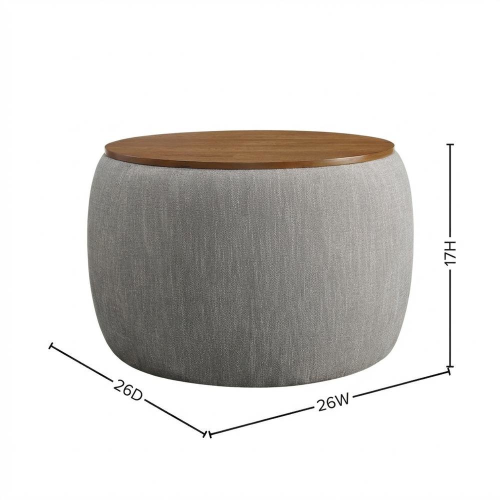 Woven Heathered Fabric Upholstered Storage Ottoman, Soft Cushion Seat, Durable. Picture 7
