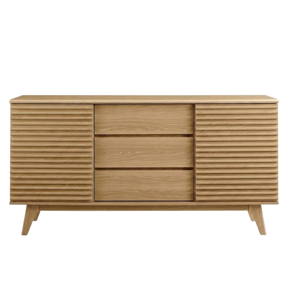 Wooden Sideboard Buffet Cabinet with Storage for Dining Room, Oak. Picture 1