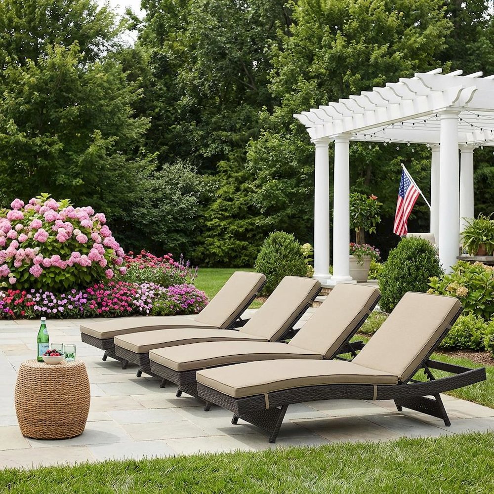 Outdoor Patio Lounge Chair Set of 4 With Cushions For Relaxation. Picture 3
