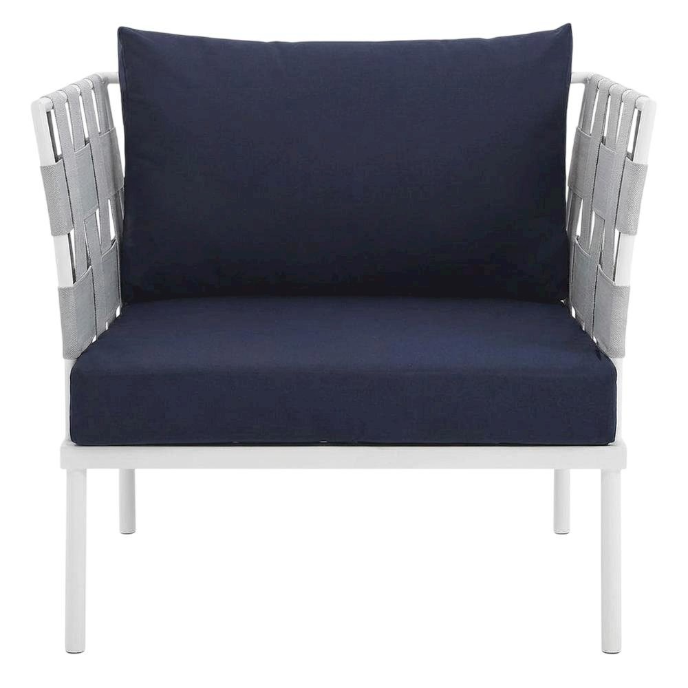 Outdoor Patio Aluminum Armchair With Cushioned Seat And Sleek Design. Picture 4