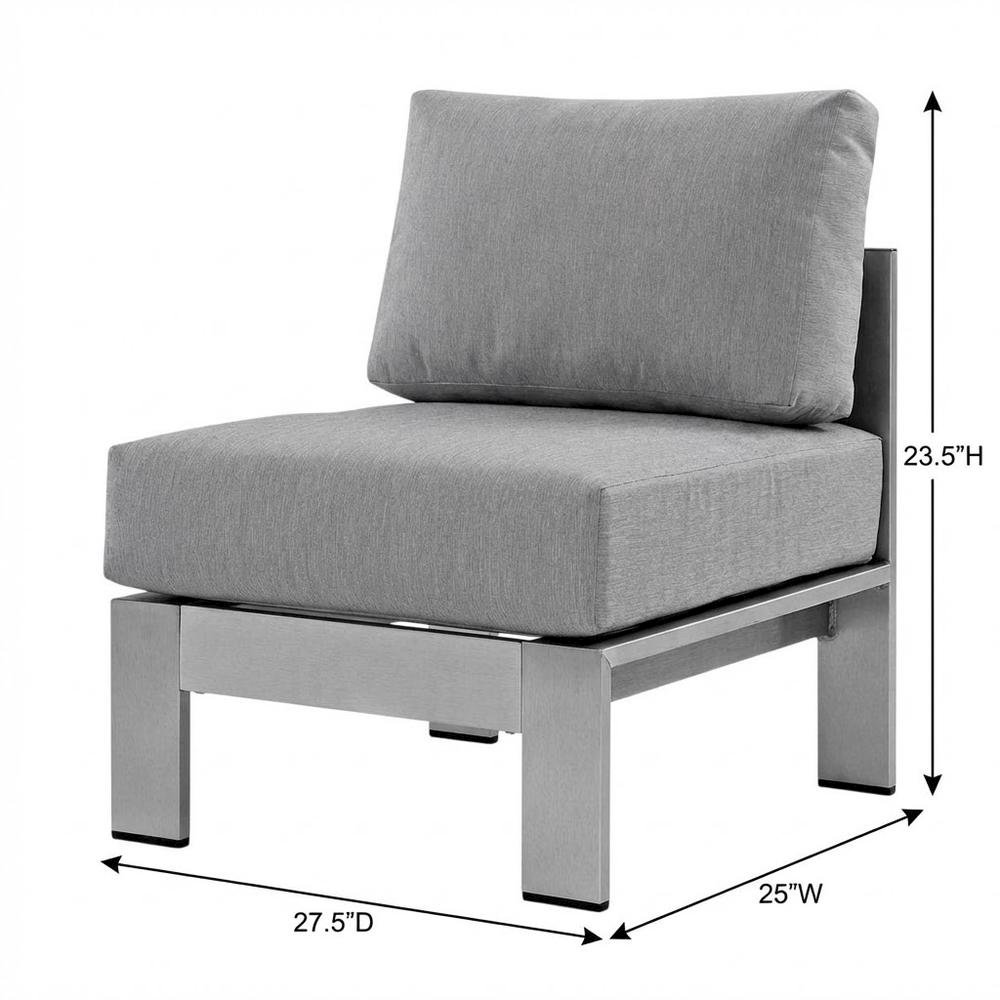 Armless Outdoor Patio Aluminum Chair For Lounge And Relaxation. Picture 7