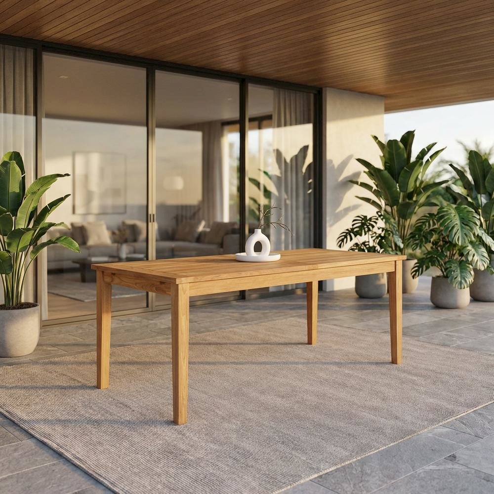 Extendable Outdoor Patio Teak Dining Table, Elegant Design, Durable Construction. Picture 2