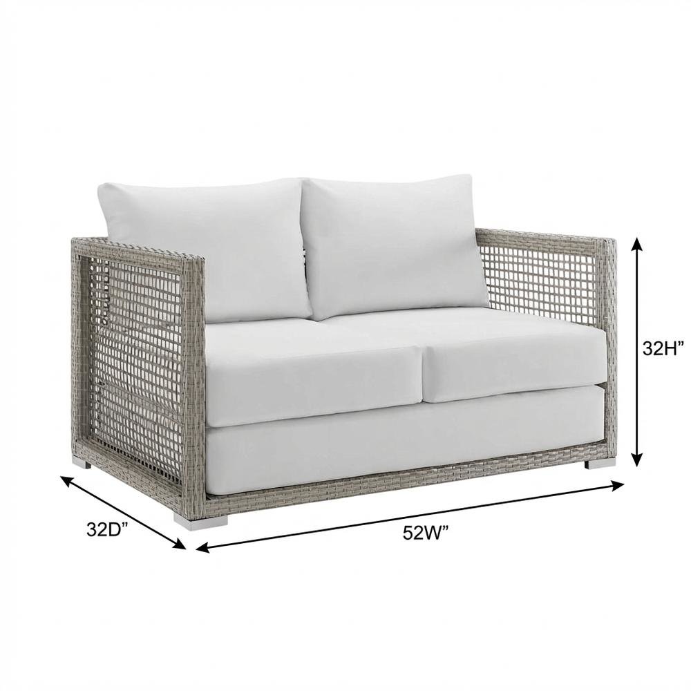 Outdoor Wicker Rattan Loveseat With Cushions And Armrests. Picture 7