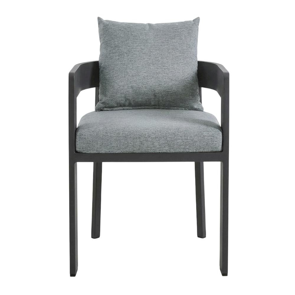 Aluminum Outdoor Dining Chair With Cushioned Seat And Elegant Design. Picture 4
