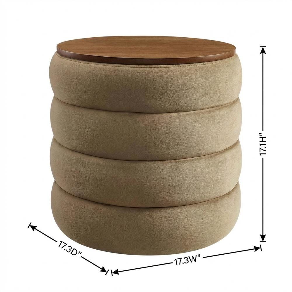 Performance Velvet Round Storage Ottoman, Sturdy Construction, Versatile Use. Picture 7