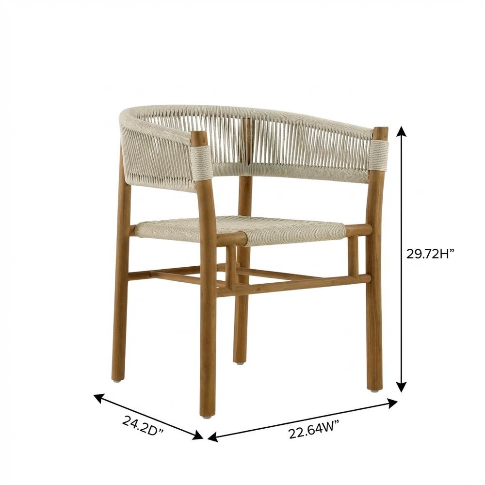 Outdoor Patio Teak, Curved-Back Dining Armchairs Set Of 2, Armrests, Stackable. Picture 7