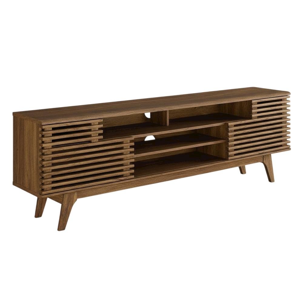 Brown Wood TV Console with Spacious Surface and Modern Design. Picture 1