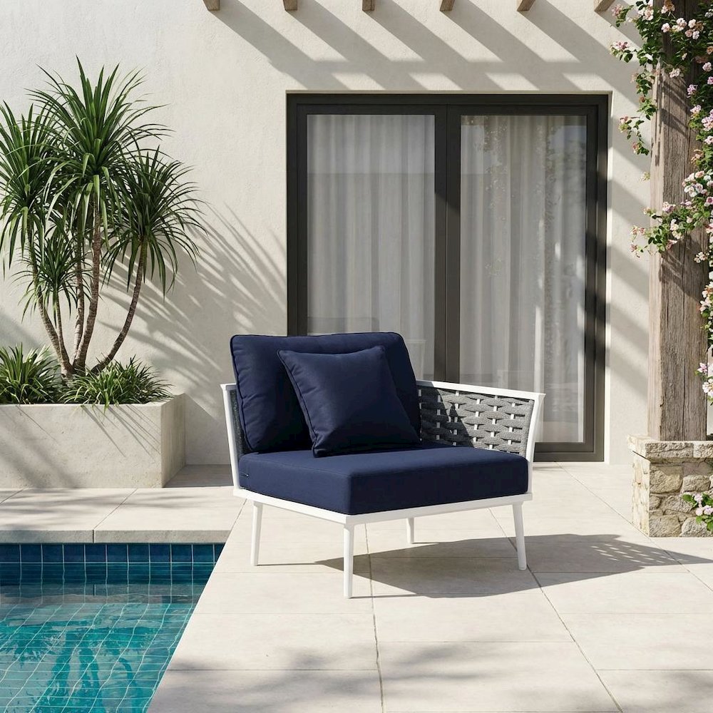 Outdoor Patio Aluminum Armchair With Contemporary Right-Facing Design. Picture 2