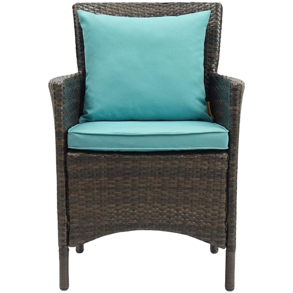 Outdoor Patio Wicker Rattan Dining Armchair With Cushioned Seat. Picture 4