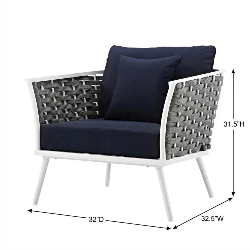 Aluminum Armchair For Outdoor Lounge With Cushioned Seat And Armrests. Picture 7