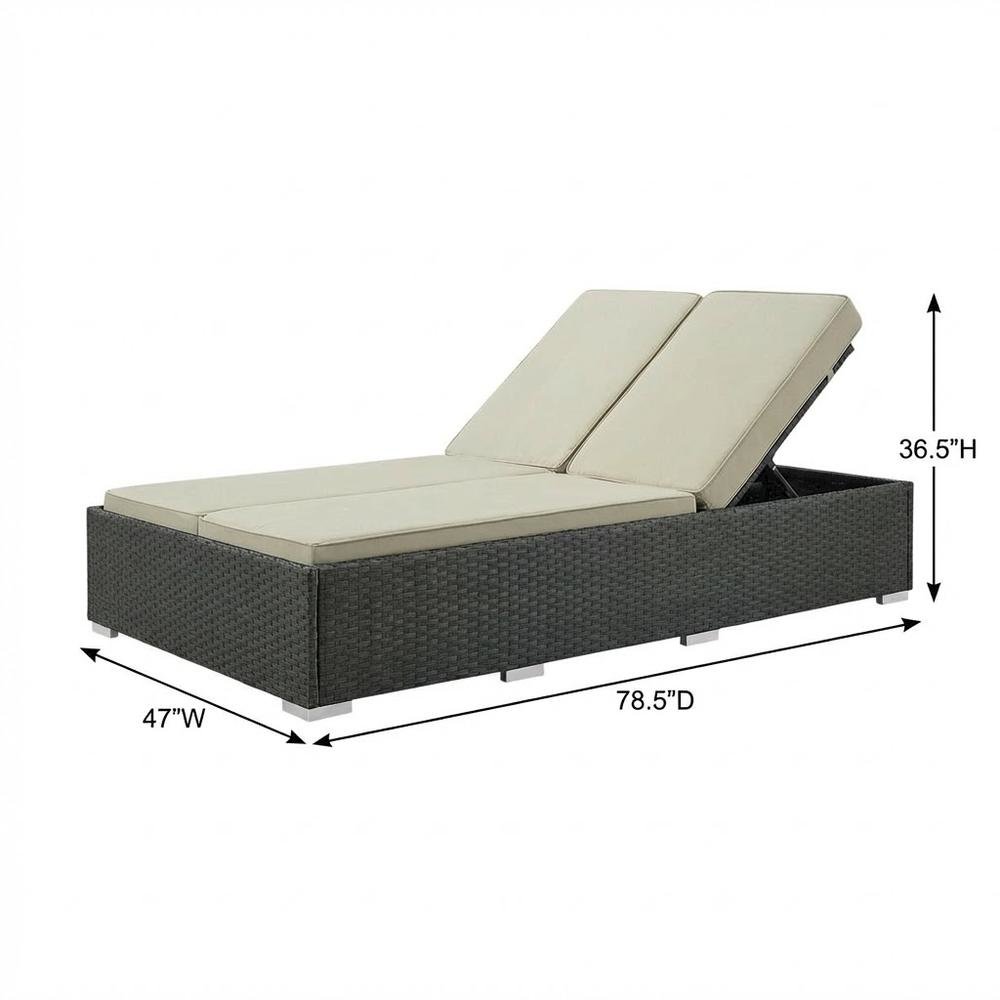 Outdoor Patio Double Chaise With Cushioned Seat And Sturdy Frame. Picture 7