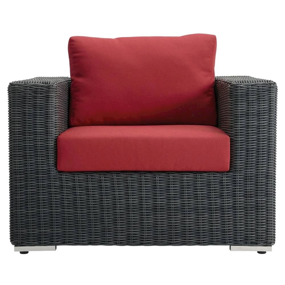 Outdoor Fabric Patio Armchair with Cushions and Sturdy Frame for Outdoor Seating. Picture 4