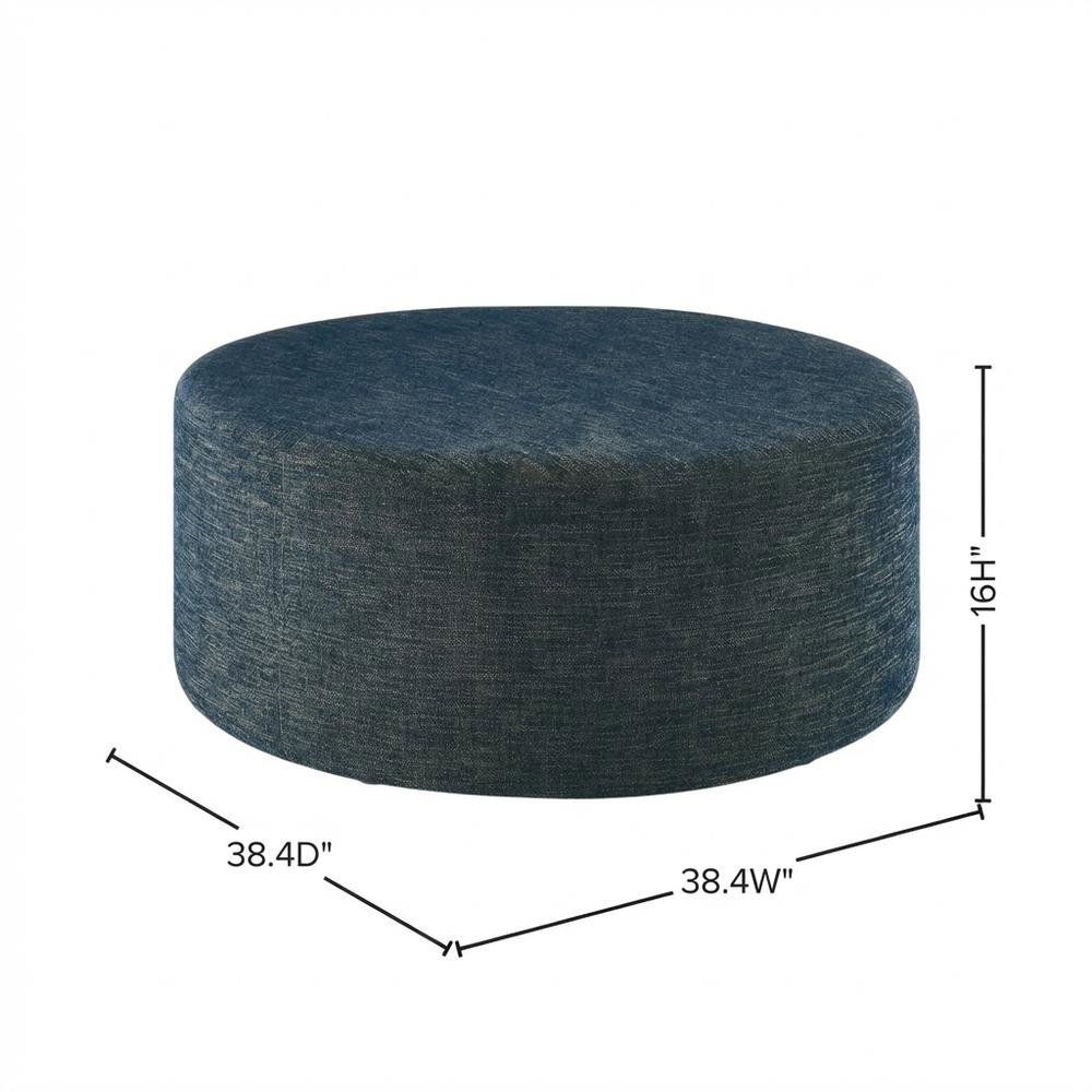 Outdoor Woven Fabric Ottoman in Heathered Finish with Comfortable Upholstery. Picture 7