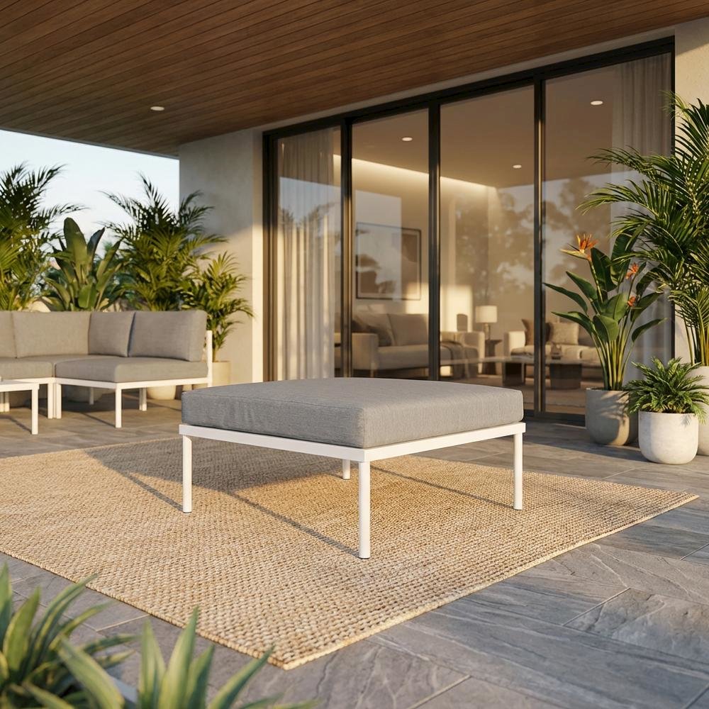 Aluminum Outdoor Patio Ottoman With Cushioned Top And Stylish Design. Picture 2