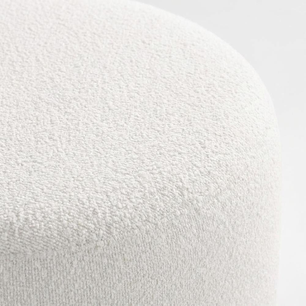 Round Boucle Upholstered Ottoman For Outdoor Lounge And Seating. Picture 5