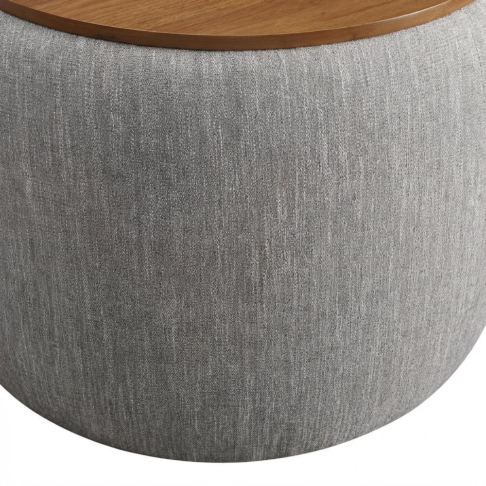 Woven Heathered Fabric Upholstered Storage Ottoman, Soft Cushion Seat, Durable. Picture 6