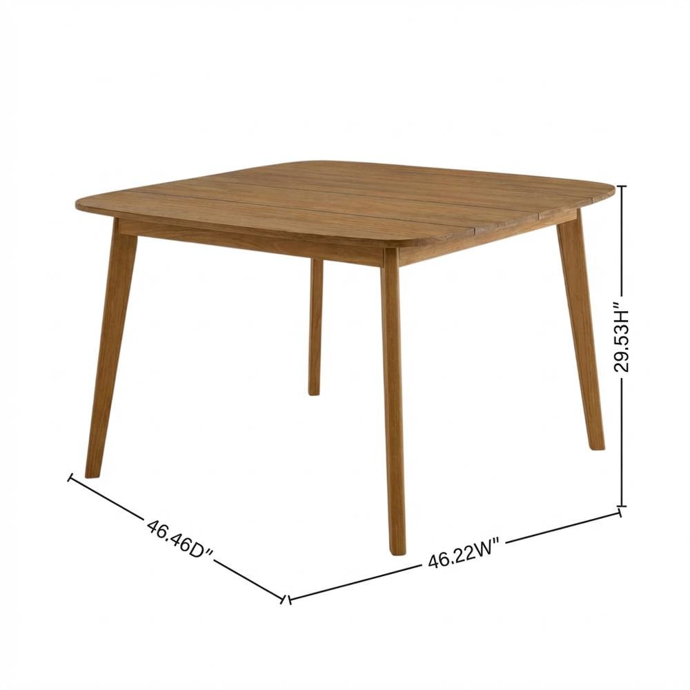 Square Outdoor Dining Table In Teak Wood, Spacious, Weather-Resistant Design. Picture 7