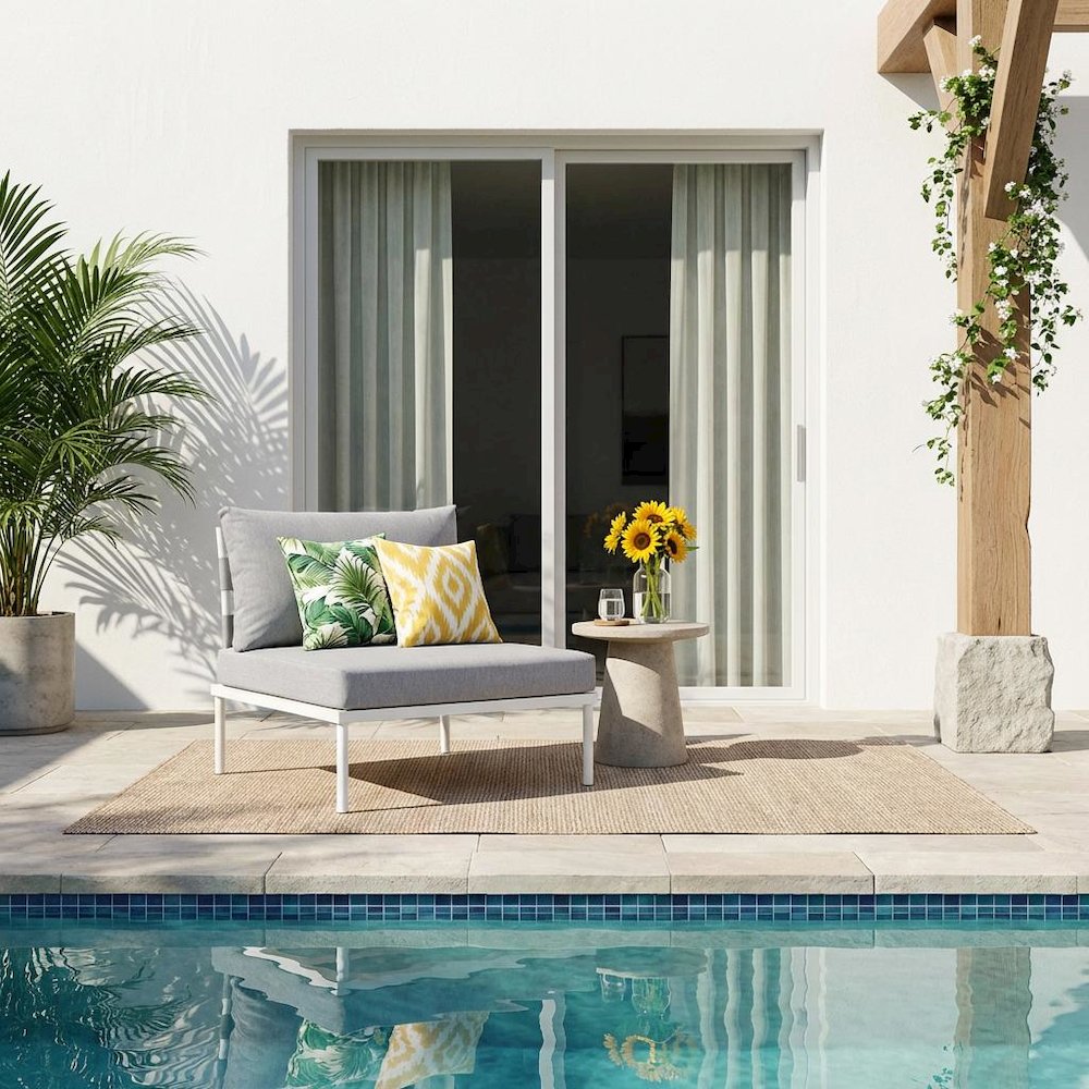 Outdoor Lounge Chair In Aluminum With Armless Design. Picture 2
