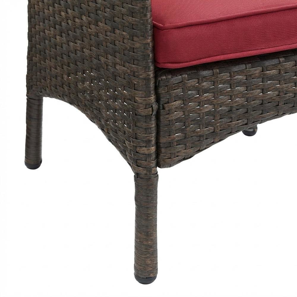 Outdoor Patio Wicker Rattan Lounge Armchair With Armrests And Cushioned Seat. Picture 6