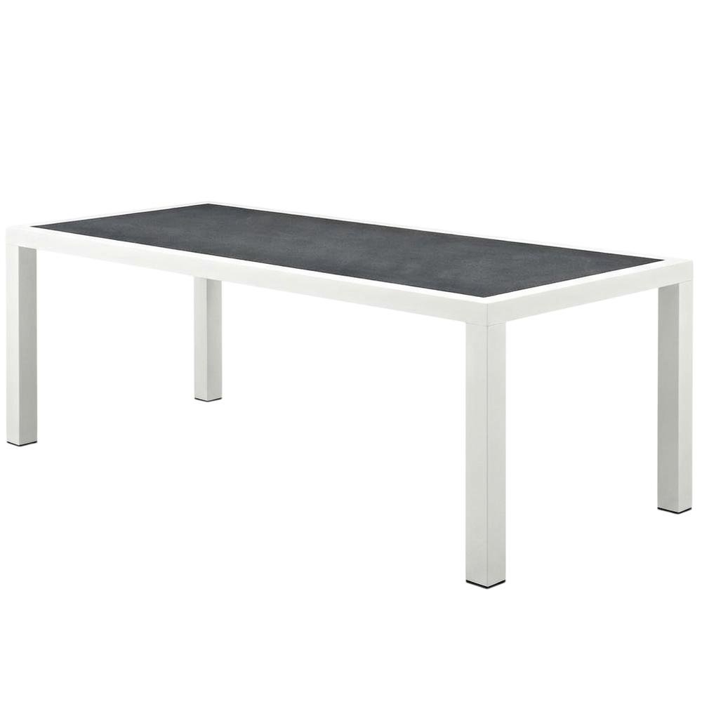 Square outdoor dining table with aluminum construction, weather-resistant design. Picture 1