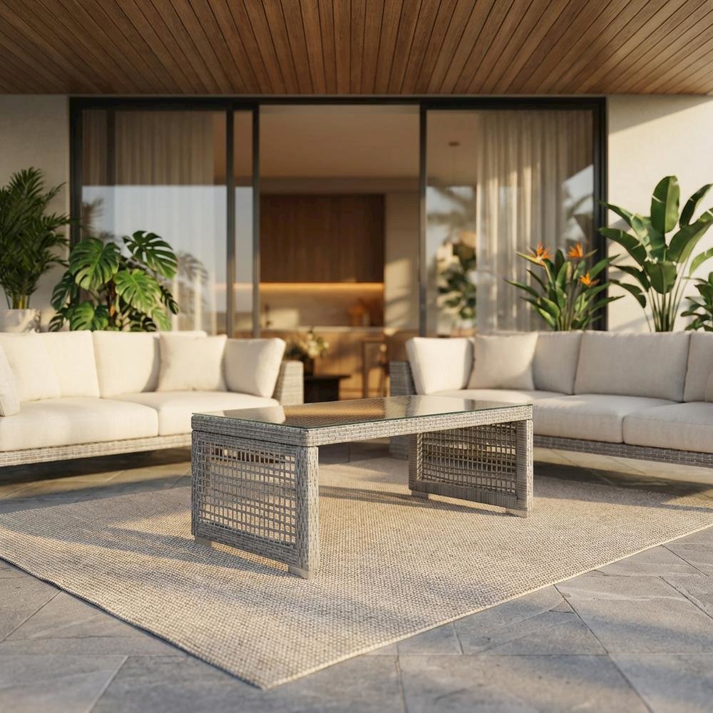 Outdoor Rattan Coffee Table With Stylish Design And Durable Construction. Picture 2