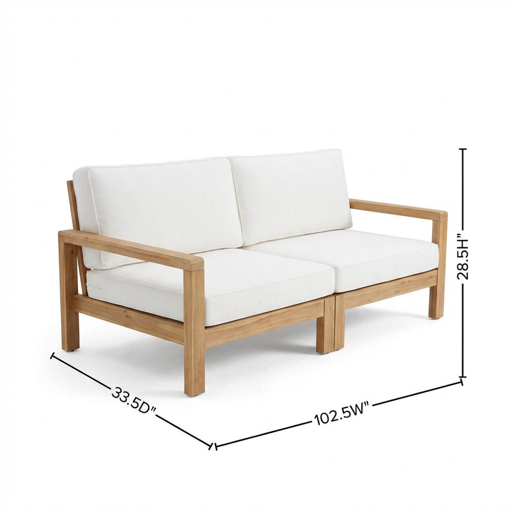Outdoor Patio Teak Wood Sectional Sofa Set in Finish for Garden and Porch. Picture 7