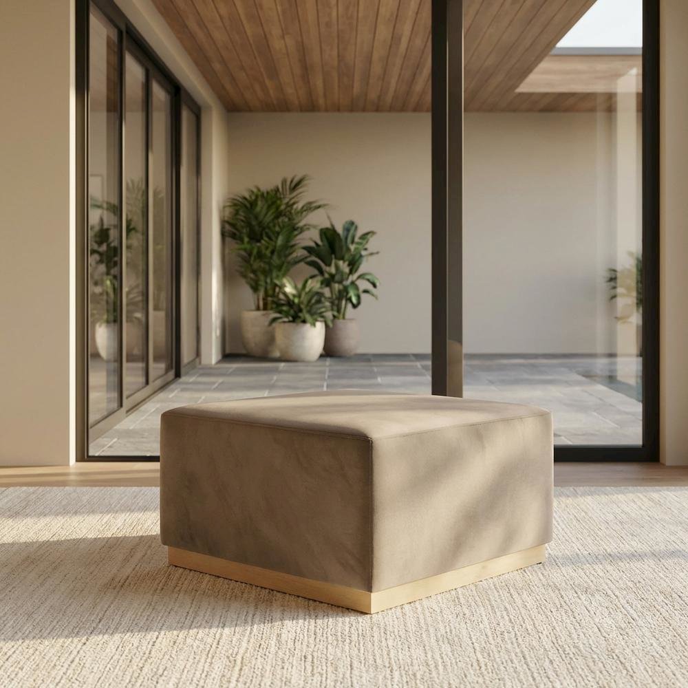 Square Performance Velvet Ottoman With Plush Upholstery And Versatile Design. Picture 2