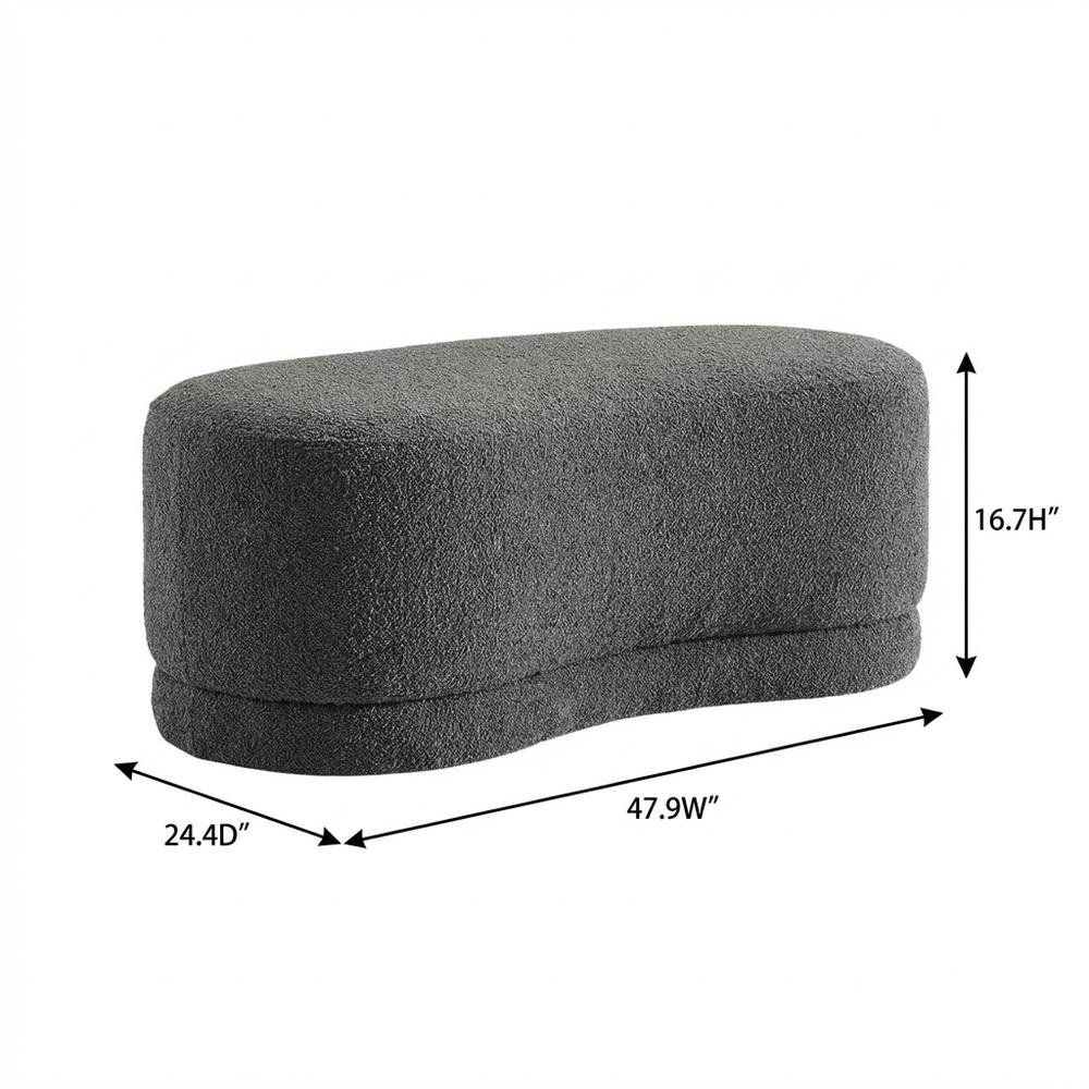 Upholstered Outdoor Ottoman Bench With Cushioned Top In Neutral Fabric. Picture 7