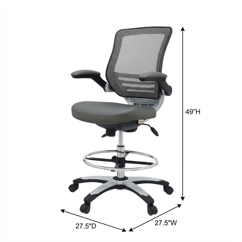 Plastic Task Drafting Chair with Armrests and Adjustable Height. Picture 5